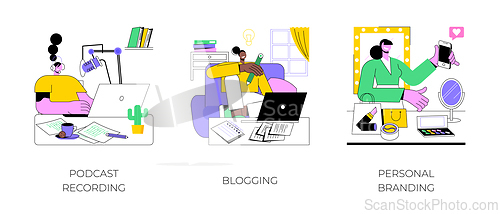 Image of Blogger life isolated cartoon vector illustrations.