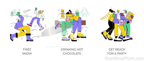 Image of Winter holidays isolated cartoon vector illustrations.