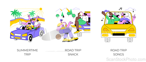 Image of Summer road trip isolated cartoon vector illustrations.