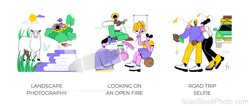 Image of Holiday activities isolated cartoon vector illustrations.