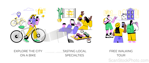 Image of City trip activities isolated cartoon vector illustrations.