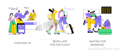 Image of Traveling by plane isolated cartoon vector illustrations.