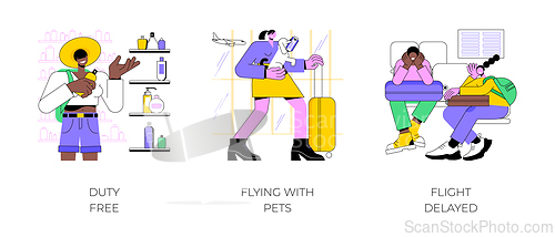 Image of Airport routine isolated cartoon vector illustrations.