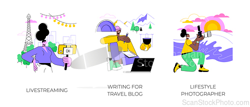 Image of Travel blogger isolated cartoon vector illustrations.