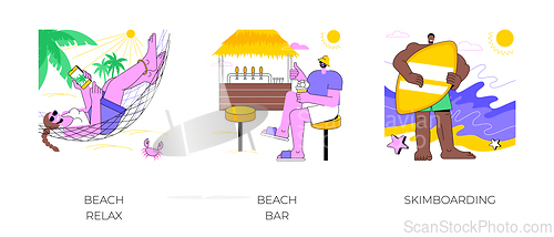 Image of Beach activities isolated cartoon vector illustrations.