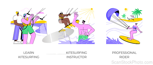 Image of Kitesurfing isolated cartoon vector illustrations.