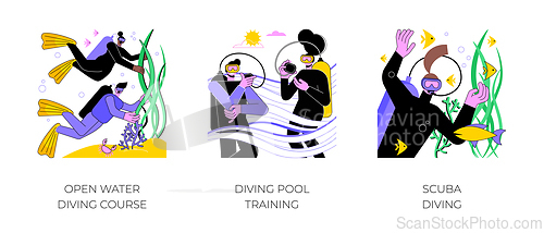 Image of Diving school isolated cartoon vector illustrations.