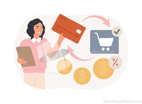 Image of Cash back isolated concept vector illustration.