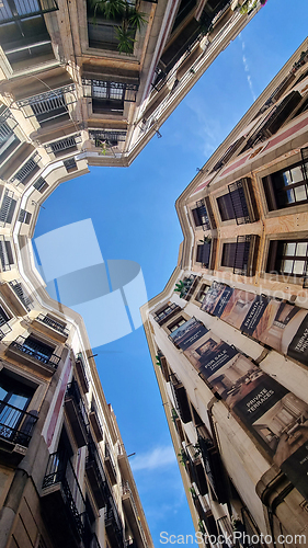 Image of BARCELONA, SPAIN - APRILL 2, 2024: Admiring the architecture of a building