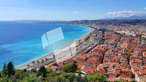 Image of Panorama of Nice city, Cote d'Azur, French riviera, France