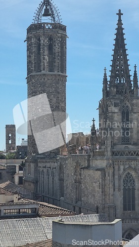 Image of BARCELONA, SPAIN - APRILL 4, 2024: A view of a Cathedral of Barcelona