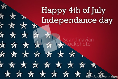 Image of Star, banner and American flag for Independence Day with graphic or illustration for celebration of theme background. Empty, decoration and symbol for bravery, happy state or USA heritage holiday