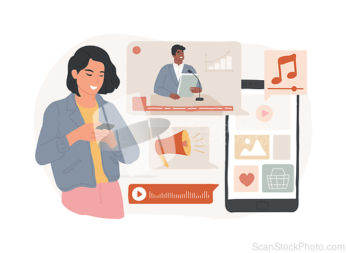 Image of Mobile content isolated concept vector illustration.