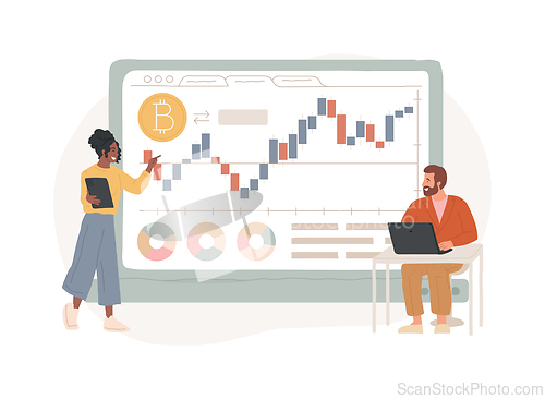 Image of Cryptocurrency trading desk isolated concept vector illustration.