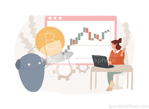 Image of Crypto trading bot isolated concept vector illustration.