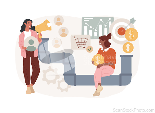 Image of Sales pipeline management isolated concept vector illustration.