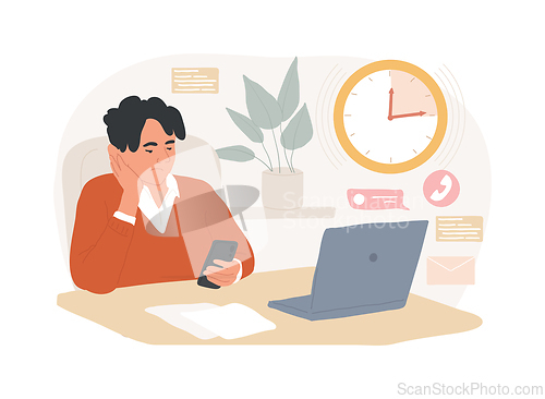 Image of Procrastination isolated concept vector illustration.