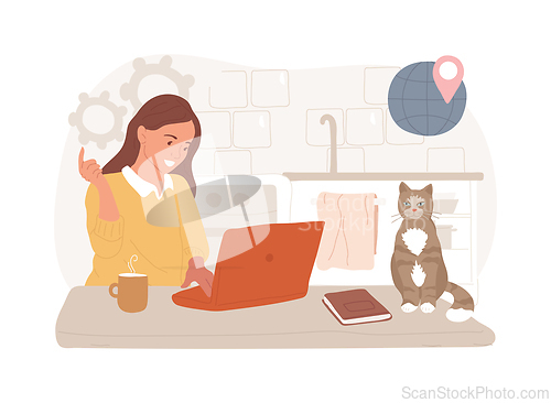 Image of Work home office isolated concept vector illustration.