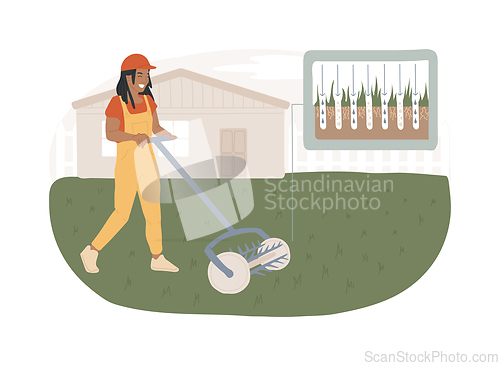 Image of Lawn aeration isolated concept vector illustration.