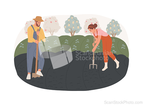 Image of Cultivating the soil isolated concept vector illustration.