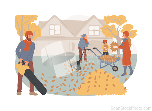 Image of Fall clean-up isolated concept vector illustration.