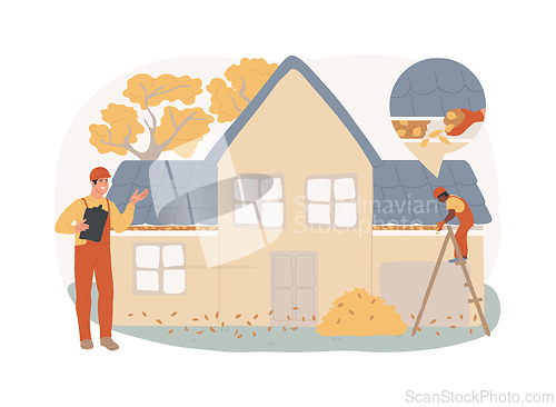 Image of Gutter cleaning isolated concept vector illustration.