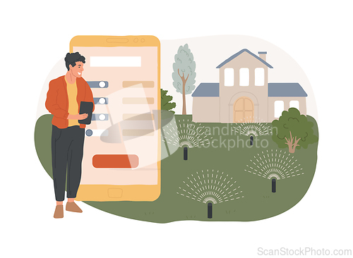 Image of Lawn watering system isolated concept vector illustration.