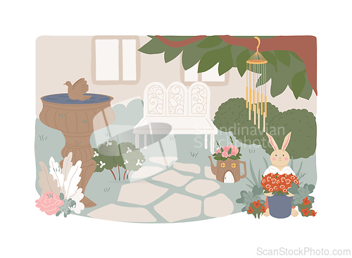 Image of Garden ornaments isolated concept vector illustration.