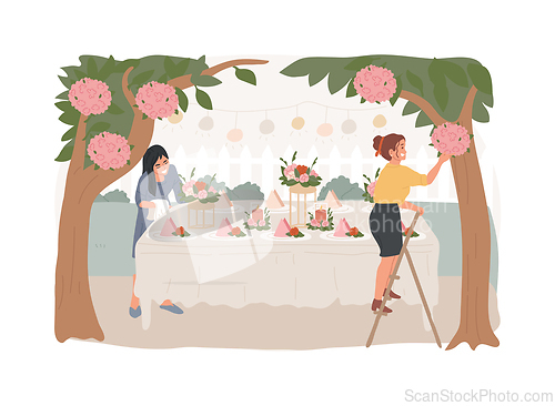 Image of Garden party decoration isolated concept vector illustration.