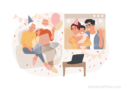 Image of Online family party isolated concept vector illustration.