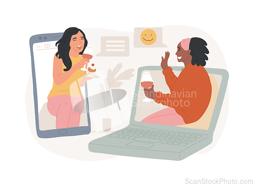 Image of Online friends meeting isolated concept vector illustration.