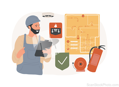Image of Fire alarm system isolated concept vector illustration.