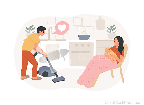 Image of Father supports mother isolated concept vector illustration.