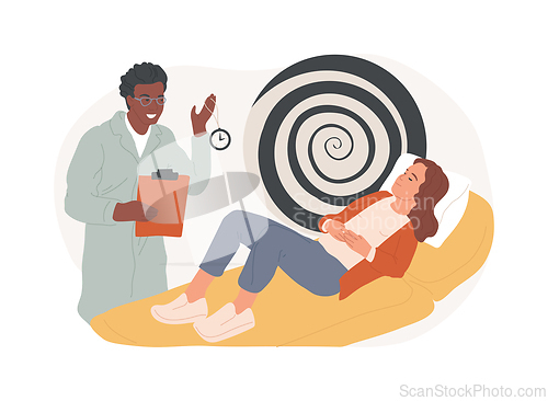 Image of Hypnosis practice isolated concept vector illustration.