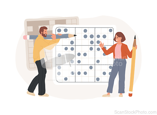 Image of Do a crossword and sudoku isolated concept vector illustration.