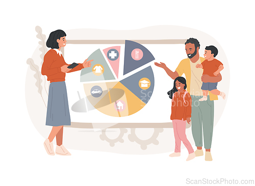 Image of Family budget planning isolated concept vector illustration.