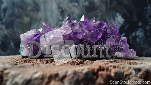 Image of Amethyst Crystal Discount concept creative horizontal art poster.