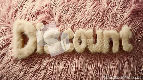 Image of Beige Fur Discount concept creative horizontal art poster.