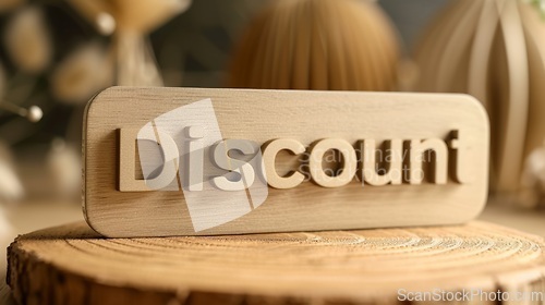 Image of Beige Glossy Surface Discount concept creative horizontal art poster.