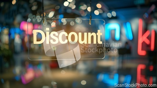 Image of Beige Glass Discount concept creative horizontal art poster.