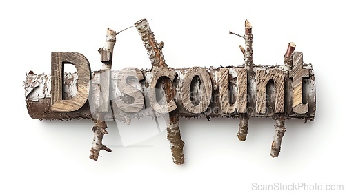 Image of The word Discount created in Birch Twig Letters.