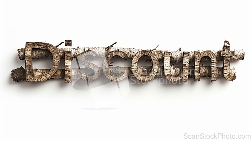 Image of The word Discount created in Birch Twig Letters.