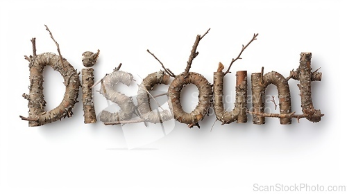Image of The word Discount created in Birch Twig Letters.