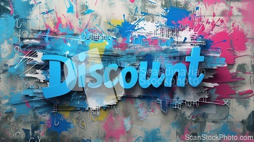 Image of Blue Discount concept creative horizontal art poster.