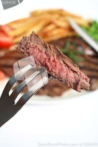 Image of Grilled steak on fork