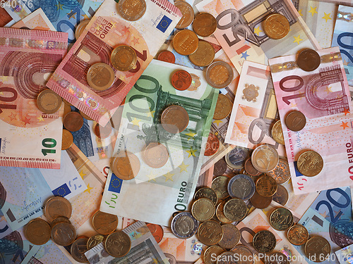 Image of Euro (EUR) notes and coins, European Union (EU)