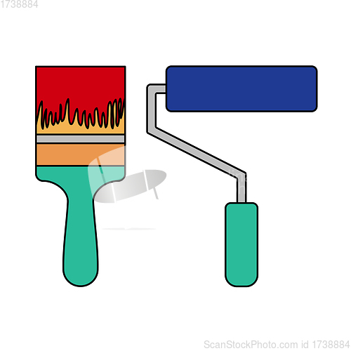Image of Icon Of Construction Paint Brushes
