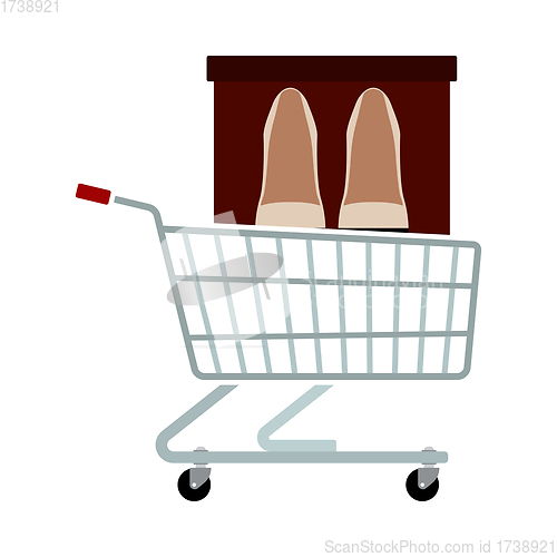 Image of Shopping Cart With Shoes In Box Icon