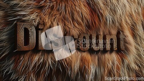 Image of Brown Fur Discount concept creative horizontal art poster.