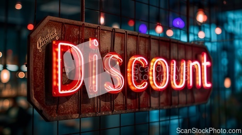 Image of Brown LED Discount concept creative horizontal art poster.